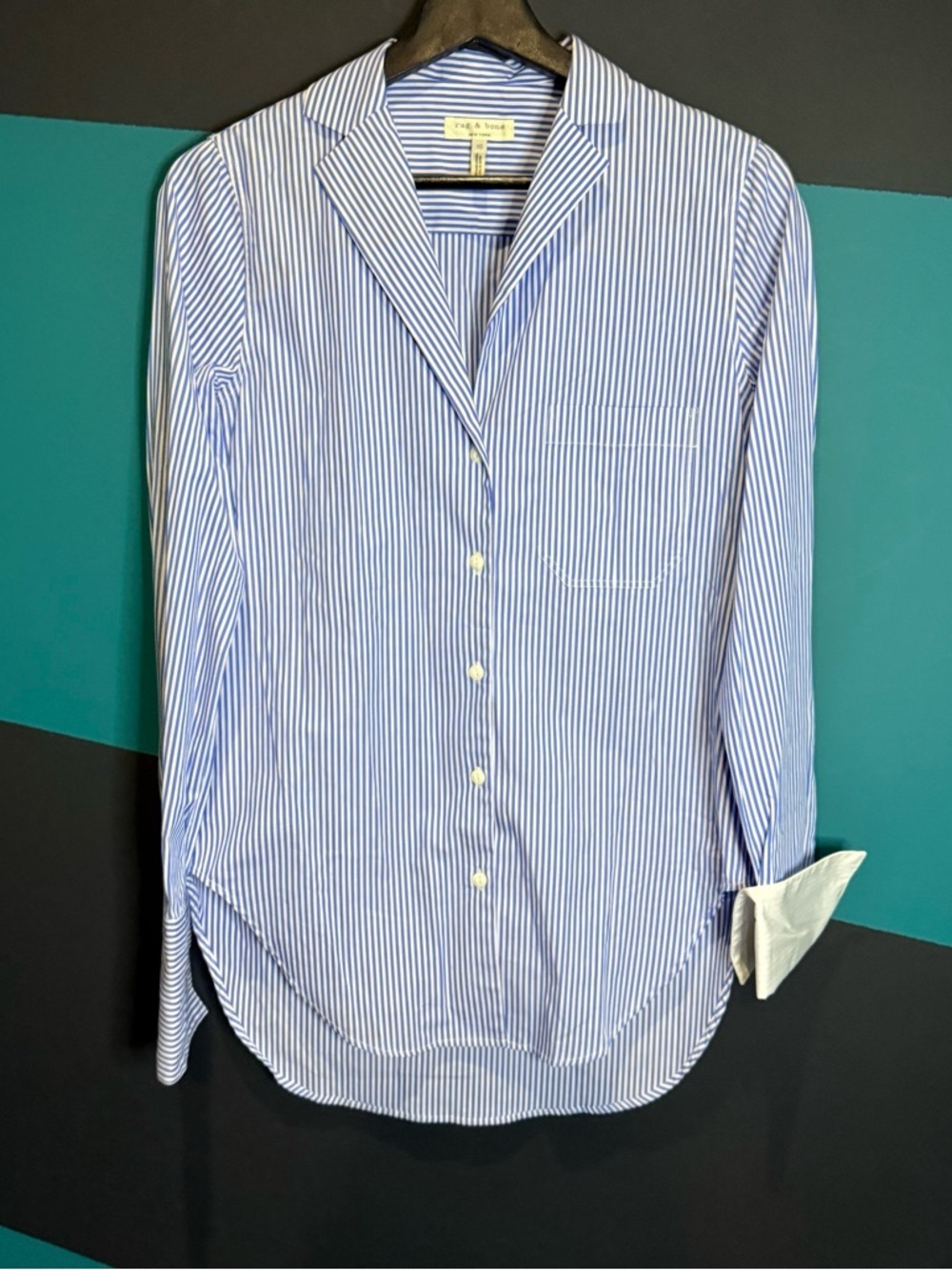 rag & bone Blue and White Striped Shirt Preppy Business Casual size XS - Picture 3 of 12